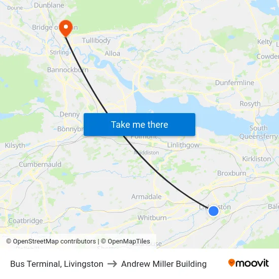 Bus Terminal, Livingston to Andrew Miller Building map