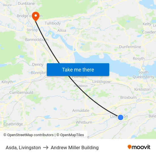 Asda, Livingston to Andrew Miller Building map