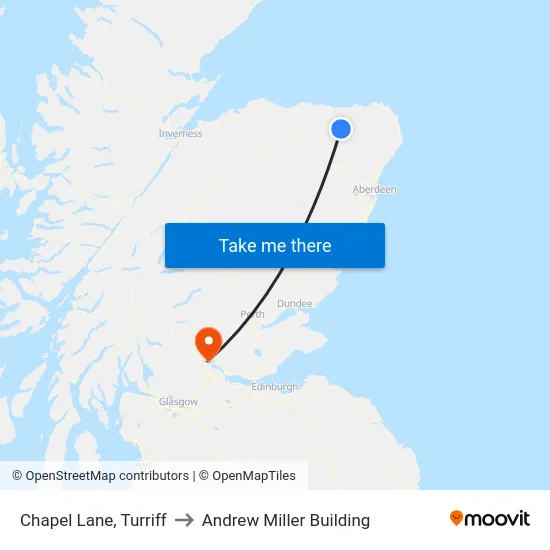 Chapel Lane, Turriff to Andrew Miller Building map