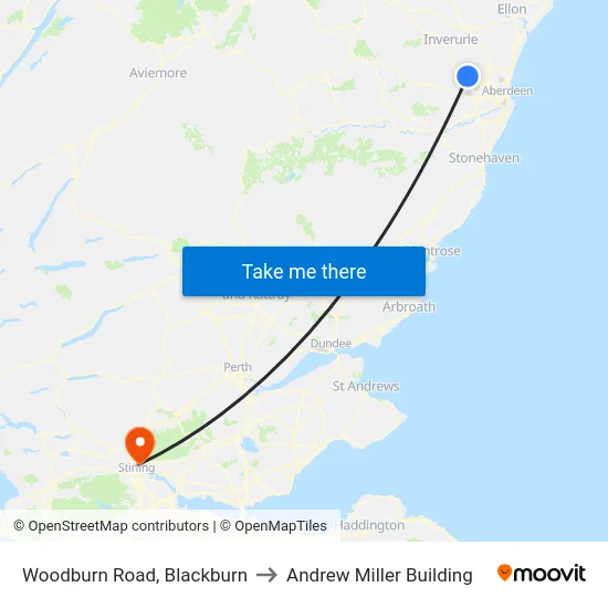 Woodburn Road, Blackburn to Andrew Miller Building map