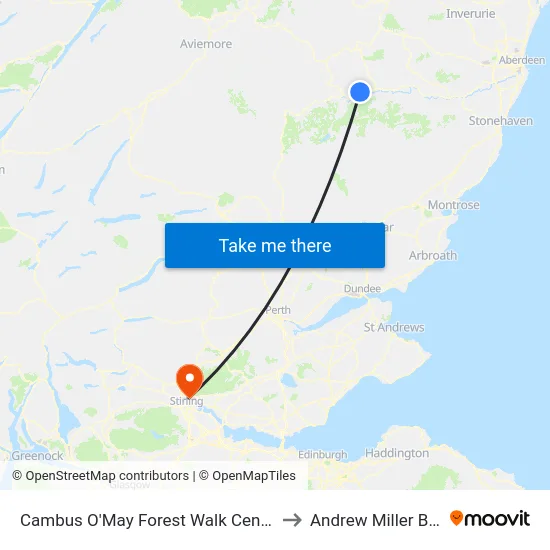 Cambus O'May Forest Walk Centre, Ballater to Andrew Miller Building map