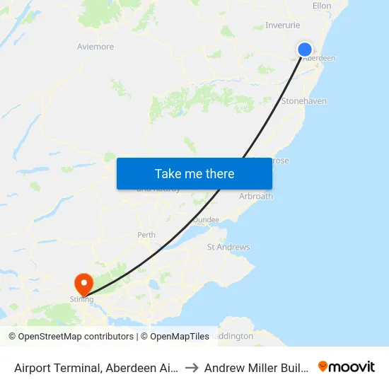Airport Terminal Stance 1, Aberdeen Airport to Andrew Miller Building map
