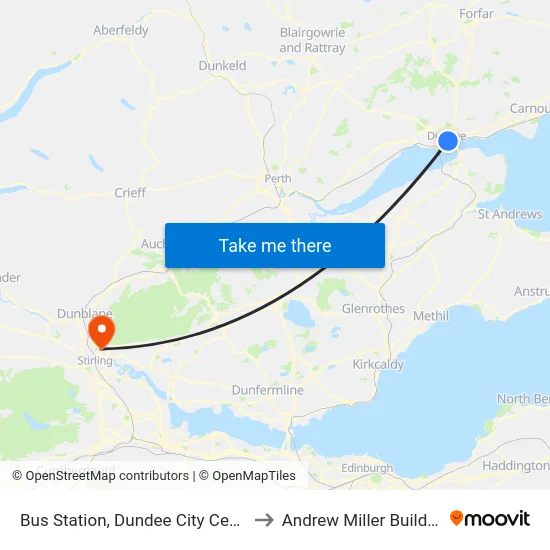 Bus Station, Dundee City Centre to Andrew Miller Building map
