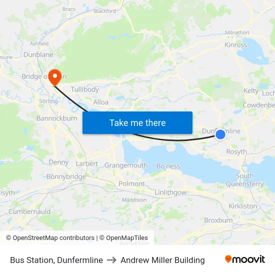 Bus Station, Dunfermline to Andrew Miller Building map