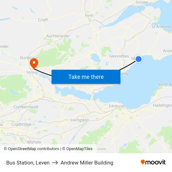 Bus Station, Leven to Andrew Miller Building map
