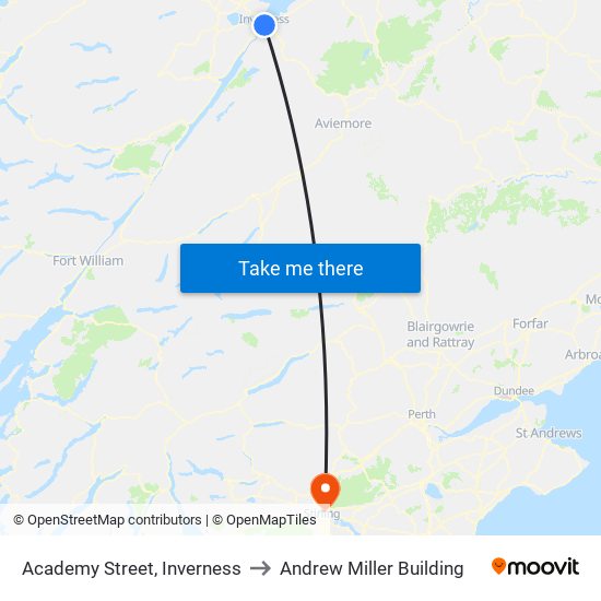 Academy Street, Inverness to Andrew Miller Building map