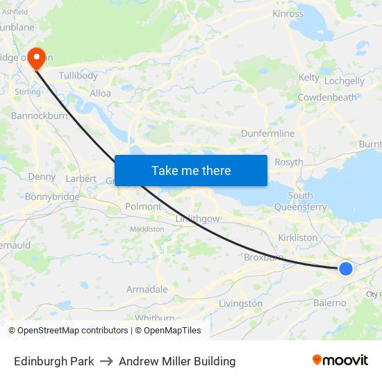 Edinburgh Park to Andrew Miller Building map