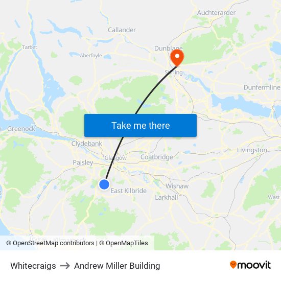 Whitecraigs to Andrew Miller Building map