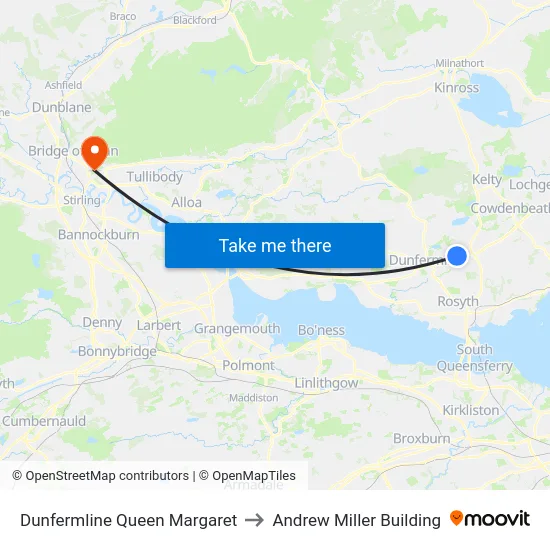 Dunfermline Queen Margaret to Andrew Miller Building map