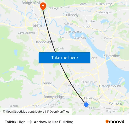 Falkirk High to Andrew Miller Building map