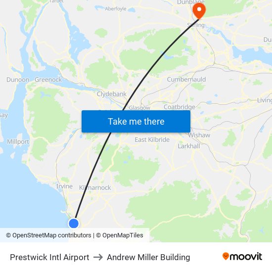 Prestwick Intl Airport to Andrew Miller Building map