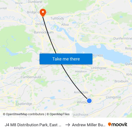 J4 M8 Distribution Park, East Whitburn to Andrew Miller Building map