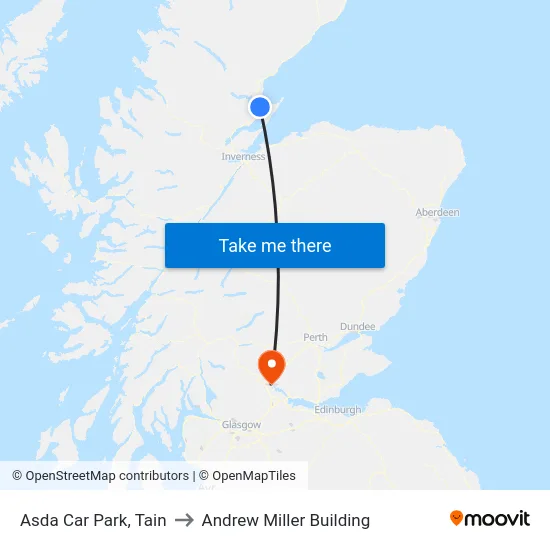 Asda Car Park, Tain to Andrew Miller Building map