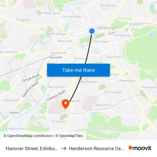 Hanover Street, Edinburgh to Henderson Resource Centre map