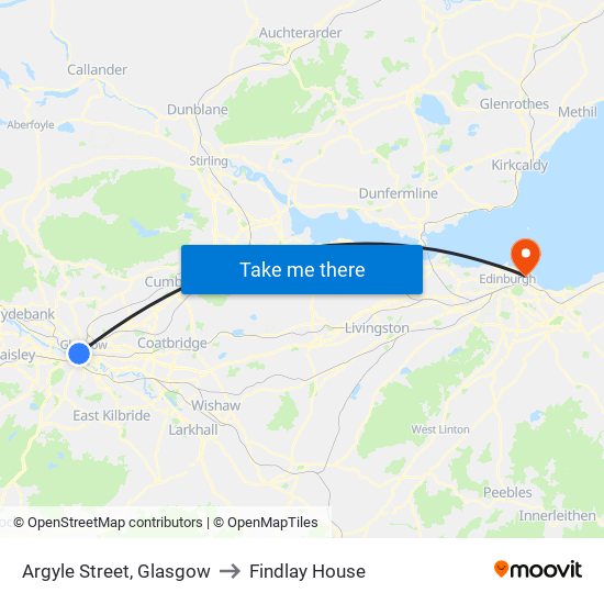 Argyle Street, Glasgow to Findlay House map