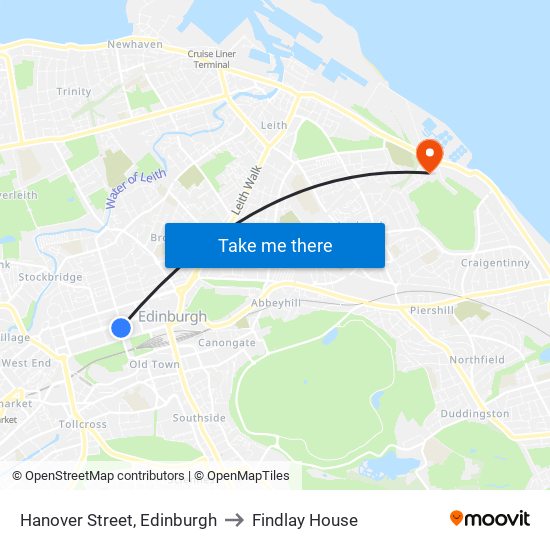 Hanover Street, Edinburgh to Findlay House map