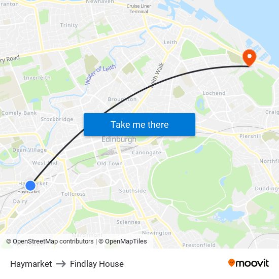 Haymarket to Findlay House map