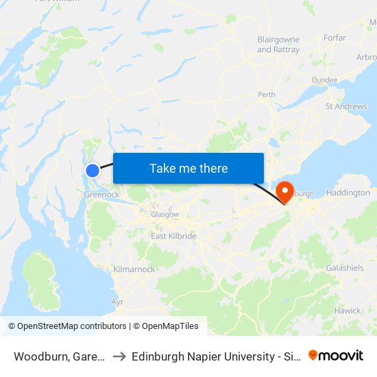 Woodburn, Garelochhead to Edinburgh Napier University - Sighthill Campus map