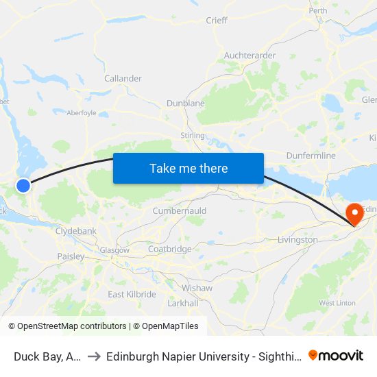 Duck Bay, Arden to Edinburgh Napier University - Sighthill Campus map