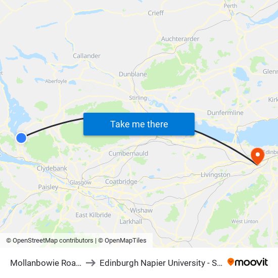 Mollanbowie Road, Balloch to Edinburgh Napier University - Sighthill Campus map