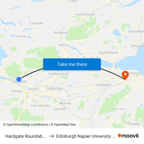 Hardgate Roundabout, Hardgate to Edinburgh Napier University - Sighthill Campus map