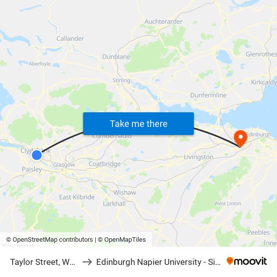 Taylor Street, Whitecrook to Edinburgh Napier University - Sighthill Campus map