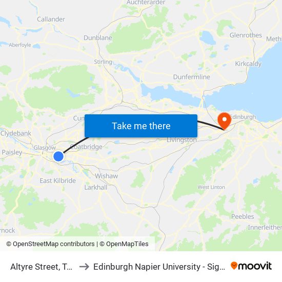 Altyre Street, Tollcross to Edinburgh Napier University - Sighthill Campus map