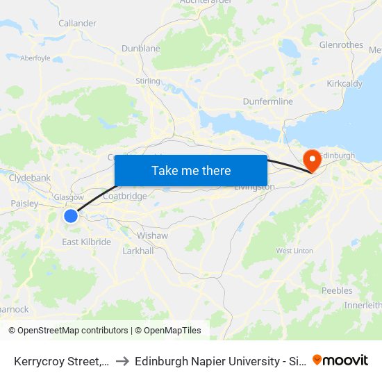 Kerrycroy Street, Toryglen to Edinburgh Napier University - Sighthill Campus map