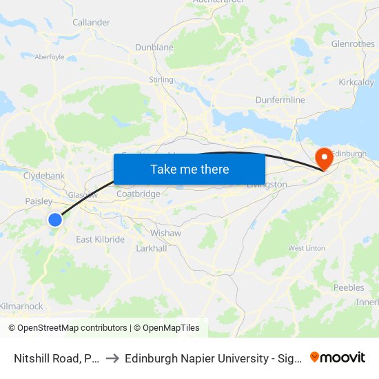 Nitshill Road, Priesthill to Edinburgh Napier University - Sighthill Campus map
