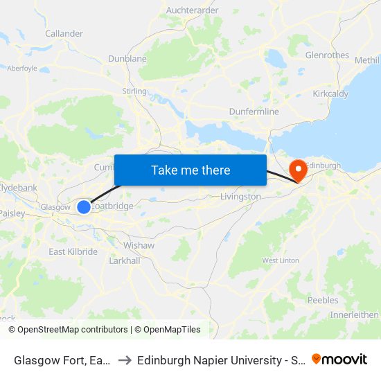 Glasgow Fort, Easterhouse to Edinburgh Napier University - Sighthill Campus map