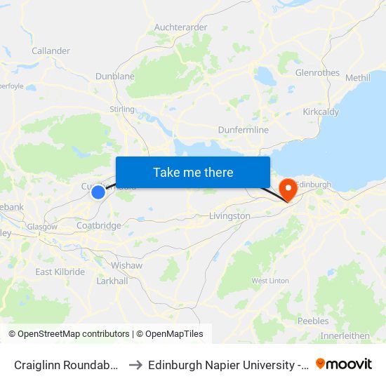 Craiglinn Roundabout, Craiglinn to Edinburgh Napier University - Sighthill Campus map