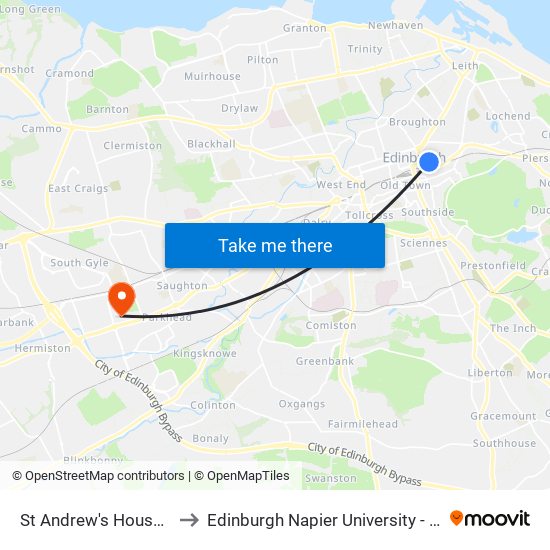 St Andrew's House, Edinburgh to Edinburgh Napier University - Sighthill Campus map