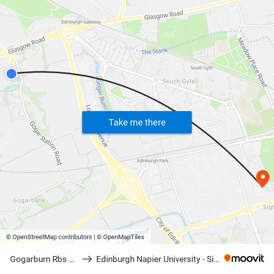 Gogarburn Rbs Hq, Gogar to Edinburgh Napier University - Sighthill Campus map