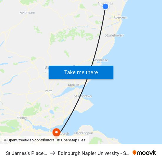 St James's Place, Inverurie to Edinburgh Napier University - Sighthill Campus map