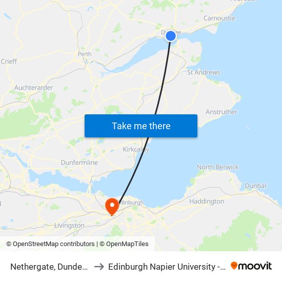 Nethergate, Dundee City Centre to Edinburgh Napier University - Sighthill Campus map