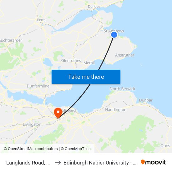 Langlands Road, St Andrews to Edinburgh Napier University - Sighthill Campus map