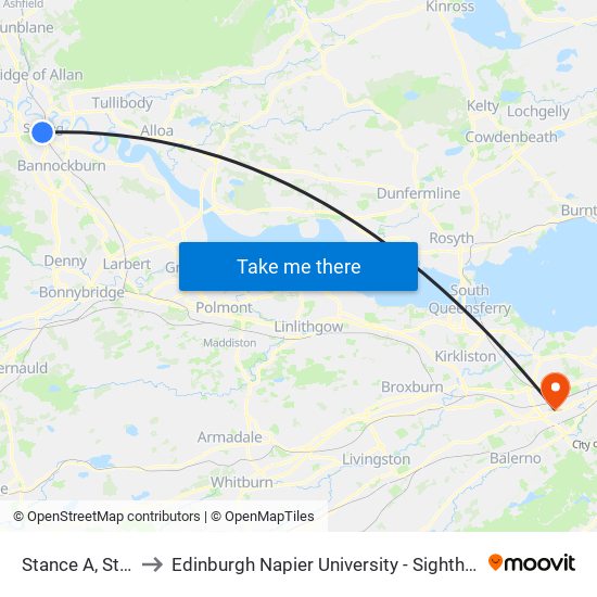 Stance A, Stirling to Edinburgh Napier University - Sighthill Campus map