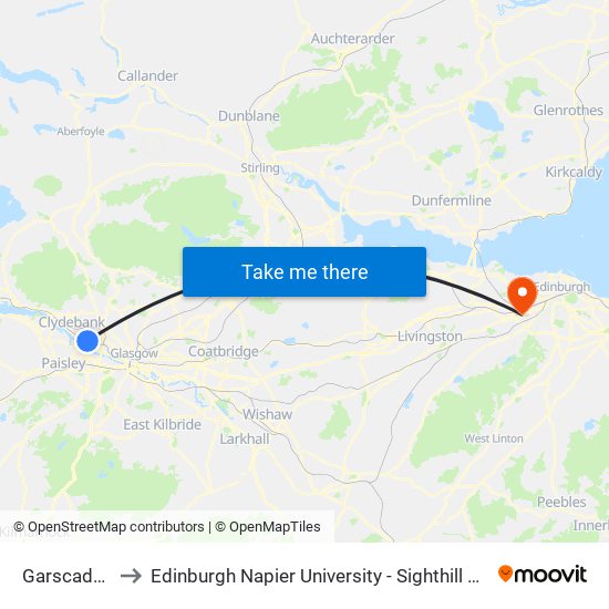 Garscadden to Edinburgh Napier University - Sighthill Campus map