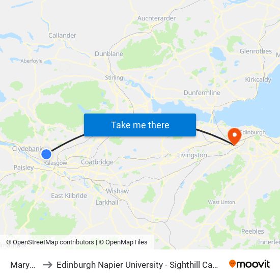 Maryhill to Edinburgh Napier University - Sighthill Campus map