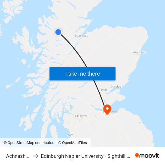 Achnasheen to Edinburgh Napier University - Sighthill Campus map