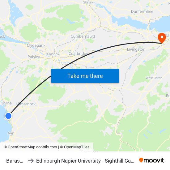 Barassie to Edinburgh Napier University - Sighthill Campus map