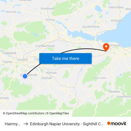 Hairmyres to Edinburgh Napier University - Sighthill Campus map