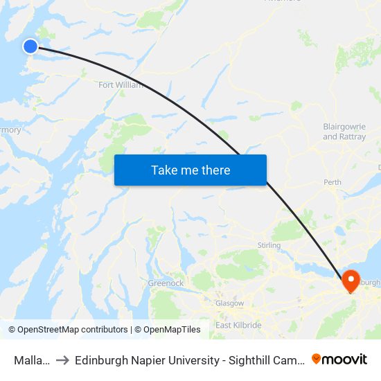 Mallaig to Edinburgh Napier University - Sighthill Campus map