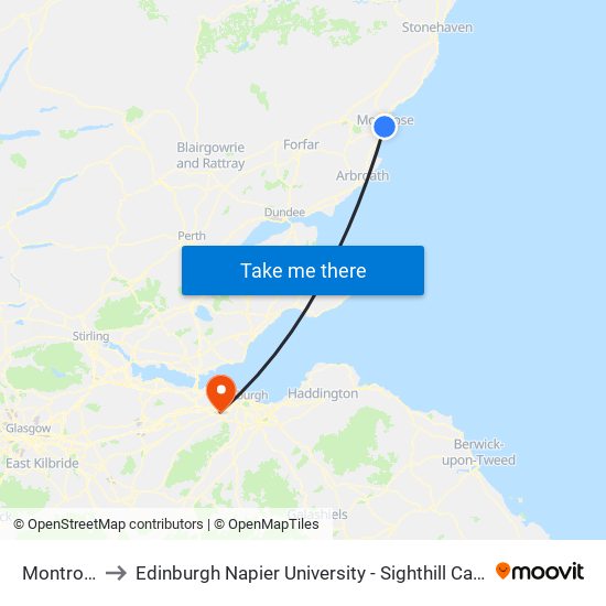 Montrose to Edinburgh Napier University - Sighthill Campus map