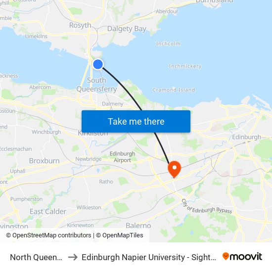 North Queensferry to Edinburgh Napier University - Sighthill Campus map
