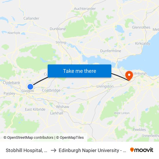 Stobhill Hospital, Springburn to Edinburgh Napier University - Sighthill Campus map