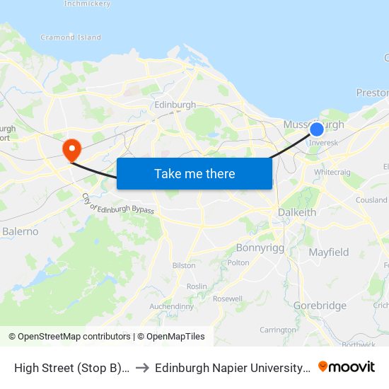 High Street (Stop B), Musselburgh to Edinburgh Napier University - Sighthill Campus map