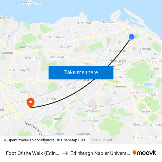 Foot Of the Walk (Edinburgh Trams), Leith to Edinburgh Napier University - Sighthill Campus map