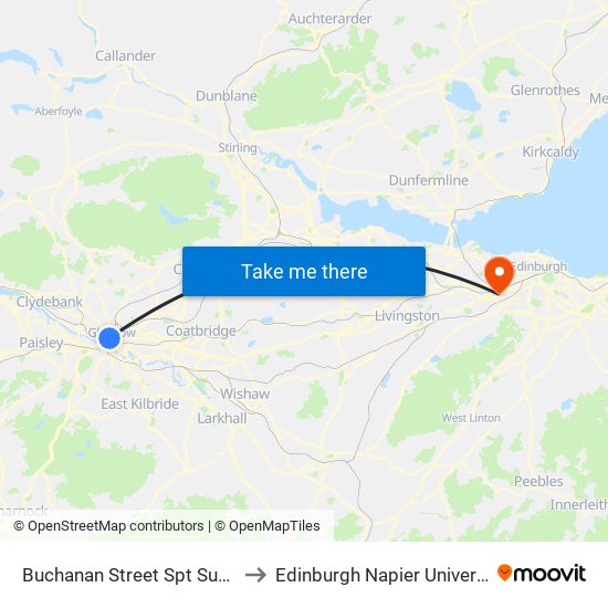 Buchanan Street Spt Subway Station, Glasgow to Edinburgh Napier University - Sighthill Campus map