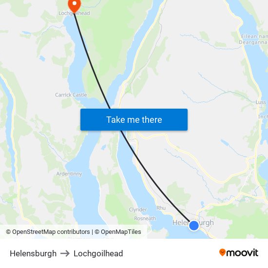 Helensburgh to Lochgoilhead map